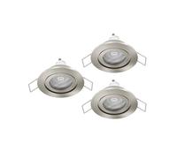 Eglo Barranco - Set da 3 faretti LED incasso, soffitto in plastica colore argento, lampada bagno con luce bianca calda lampadina GU10, IP44