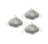 Eglo Barranco - Set da 3 faretti LED incasso, soffitto in plastica colore argento, lampada bagno con luce bianca neutra, lampadina GU10, IP44
