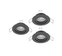 Eglo Barranco - Set da 3 faretti LED incasso, soffitto in plastica colore nero, lampada bagno con luce bianca neutra, lampadina GU10, IP44