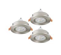 Eglo Barranco - Set da 3 faretti LED incasso, soffitto orientabili in plastica colore argento, bianco neutro, con lampadina GU10