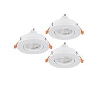 Eglo Barranco - Set da 3 faretti LED incasso, soffitto orientabili in plastica colore bianco, con caldo, lampadina GU10