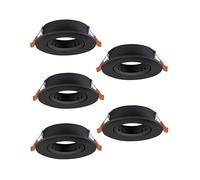 Eglo Barranco - Set da 5 faretti incasso, rotondi, orientabili, senza lampadine, soffitto in plastica colore nero, attacco GU10, diametro di 9 cm