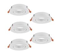Eglo Barranco - Set da 5 faretti incasso, rotondi, orientabili, senza lampadine, soffitto in plastica colore bianco, attacco GU10, diametro di 9 cm