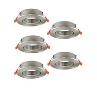 Eglo Barranco - Set da 5 faretti incasso, rotondi, orientabili, senza lampadine, soffitto in plastica colore argento, attacco GU10, diametro di 9 cm
