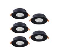 Eglo Barranco - Set da 5 faretti LED incasso, soffitto con interruttore DIP, orientabili, in plastica colore nero, bianco caldo-bianco freddo, lampadina GU10, diametro 9 cm