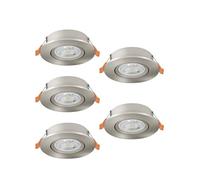 Eglo Barranco - Set da 5 faretti LED incasso, soffitto con interruttore DIP, orientabili, in plastica colore argento, bianco caldo-bianco freddo, lampadina GU10, diametro 9 cm