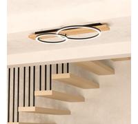 Eglo Led lampada da soffitto Boyal, a due luci in legno, metallo, plastica, da soggiorno, nero, bianco, nature, illuminazione Led da corridoio, L 78 cm, certificazione FSC