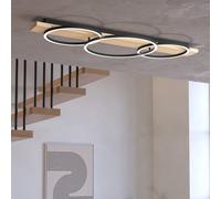 Eglo Led lampada da soffitto Boyal, a tre luci in legno, metallo, plastica, da soggiorno, nero, bianco, nature, illuminazione Led da corridoio, L 101 cm, certificazione FSC