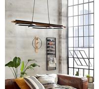 Eglo Led lampada a sospensione Boyal a tre fiamme, dimmerabile, metallo, legno fiammato, plastica, lampada da tavolo da pranzo in nero, marrone, bianco, lampada da soggiorno