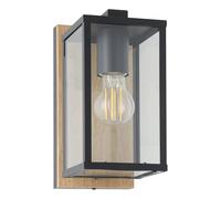 Applique Contemporanea Da Esterno Budrone 1 Luce Acciaio Nero E Marrone