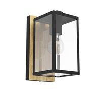 Applique Contemporanea Da Esterno Budrone 1 Luce Acciaio Nero E Marrone
