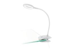 Eglo Cabado - Lampada a morsetto LED con batteria, sensore touch, bianco neutro, dimmerabile, da scrivania in plastica, lettura di colore