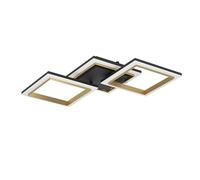 Eglo Calliera Plafoniera LED, lampada da ufficio e cucina, dimmerabile su diversi livelli, in metallo e plastica colore nero e ottone, luce bianca neutra, 31 x 59,5 cm