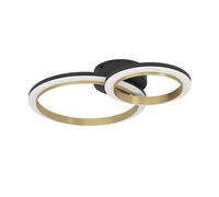 Eglo Calliera Plafoniera LED, lampada da ufficio e cucina, dimmerabile su diversi livelli, in metallo e plastica colore nero e ottone, luce bianca neutra, 30 x 42 cm