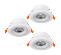 Eglo Calonge - Set di 3 faretti a LED da incasso, punto luce con plafoniera rotonda, illuminazione per controsoffitto, faretto da soffitto in plastica, bianco, diametro 7 cm