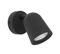 Eglo Camaldoli - Lampada da parete, applique interno, lettura con faretto flessibile e orientabile in acciaio color nero, attacco GU10