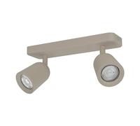 Eglo Camaldoli - Lampada da soffitto a 2 luci, faretto con 3 faretti flessibili, plafoniera in acciaio color sabbia, attacco GU10