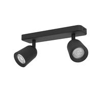 Eglo Camaldoli - Lampada da soffitto a 2 luci, faretto con 3 faretti flessibili, plafoniera in acciaio color nero, attacco GU10