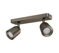 Eglo Camaldoli - Lampada da soffitto a 2 luci, faretto con 3 faretti flessibili, plafoniera in acciaio color bronzo, attacco GU10