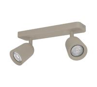 Eglo Camaldoli - Lampada da soffitto a 2 luci, faretto con 3 faretti flessibili, plafoniera in acciaio color sabbia, attacco GU10
