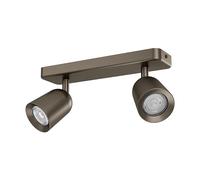 Eglo Camaldoli - Lampada da soffitto a 2 luci, faretto con 3 faretti flessibili, plafoniera in acciaio color bronzo, attacco GU10