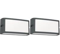Eglo Camarada- Lampada da parete LED per esterni, applique rettangolare per esterni, in metallo antracite, luce bianca fredda, IP54 (Confezione da 2)