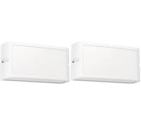Eglo Camarada- Lampada da parete LED per esterni, applique rettangolare per esterni, in metallo bianco, luce bianca fredda, IP54 (Confezione da 2)