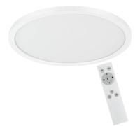 Eglo Campaspero - Plafoniera LED, dimmerabile con telecomando, rotonda, in plastica nei colori bianco, lampada per parete e soffitto, colore luce bianco caldo, bianco freddo, Ø 30 cm