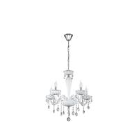 Eglo Carpento Lampadario a Sospensione a 5 Luci, Stile Vintage, Attacco E14. in Acciaio e Vetro Cromato, Bianco