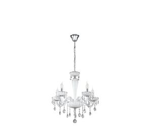 Eglo Carpento Lampadario a Sospensione a 5 Luci, Stile Vintage, Attacco E14. in Acciaio e Vetro Cromato, Bianco