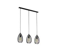 Eglo Clevedon Lampadario a Sospensione Moderno a 3 Luci, Attacco E27. in Acciaio, Nero