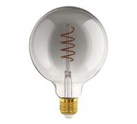 EGLO connect.z - Lampadina LED Smart Home E27, G125, ZigBee, app e controllo vocale Alexa, dimmerabile, colore luce: bianco caldo, 4 W, design vintage in vetro fumé