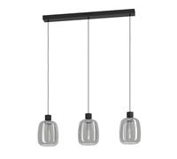 Eglo connect.z Smart Home Lampadario a sospensione LED Molochio-Z, 3 luci, in metallo nero e vetro fumé, ZigBee, app controllo vocale Alexa, bianco caldo freddo, RGB, dimmerabile