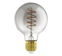 Eglo connect.z Smart Home - Lampadina LED E27, G80, Matter ZigBee, app e controllo vocale Alexa, dimmerabile, bianco caldo, 4 W, design vintage in vetro fumé