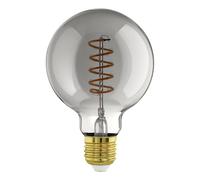 Eglo connect.z Smart Home - Lampadina LED E27, G95, Matter ZigBee, app e controllo vocale Alexa, dimmerabile, bianco caldo, 4 W, design vintage in vetro fumé