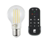 EGLO connect.z Smart Home-Set, 2x lampadine Led E27, A60, con telecomando, ZigBee, app e controllo vocale, dimmerabile, design vintage, 806 lumen e 6 W ciascuna, chiare in bianco neutro