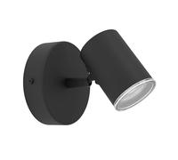 EGLO Spot Consuma 1, lampada da lettura in acciaio flessibile, lampada da parete per soggiorno e bagno, faretto da parete in acciaio nero, attacco GU10, IP44