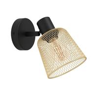EGLO Coslada - Lampada da parete, applique per interni con faretto spot orientabile, per soggiorno e corridoio, attacco E27, in metallo in ottone spazzolato e nero