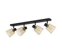 Eglo Coslada - Lampada da soffitto a 4 luci con faretti spot orientabili, plafoniera a griglia dal design industriale, in metallo nero e ottone spazzolato, spot da soffitto con attacco E27