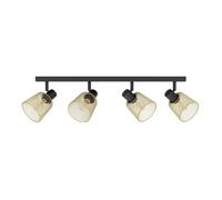 Eglo Coslada - Lampada da soffitto a 4 luci con faretti spot orientabili, plafoniera a griglia dal design industriale, in metallo nero e ottone spazzolato, spot da soffitto con attacco E27