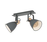 Plafoniera Industrial Coswarth 2 Luci Metallo Grigio E Marrone