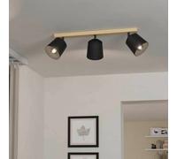 Plafoniera Industrial Pappagallo 3 Luci Legno Marrone E Nero