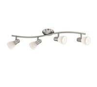 EGLO - DAKAR 1 PLAFONIERA NICKEL OPACO CON 4 FARETTI MOBILI E PARALUMI IN VETRO BIANCO E14 4X40W 88474