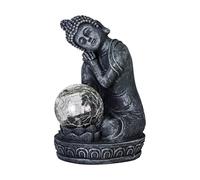 Eglo Decorazione da giardino Buddha Z_Solar, lampada solare esterna, luce per giardino, illuminazione decorativa in plastica grigia con sfera di vetro, bianco freddo, IP44