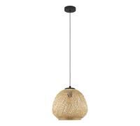 Eglo Dembleby Lampadario, lampada a 1 luce vintage, natura, stile hygge, lampada a sospensione in vimini, lampada da tavolo, lampadario da soggiorno marrone chiaro, acciaio, attacco E27