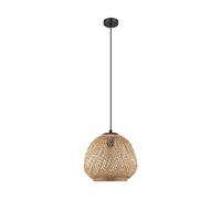 Eglo Dembleby Lampadario, lampada a 1 luce vintage, natura, stile hygge, lampada a sospensione in vimini, lampada da tavolo, lampadario da soggiorno marrone chiaro, acciaio, attacco E27