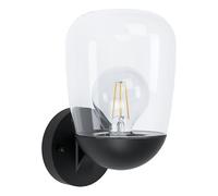 Eglo Donatori Lampada da Parete per Esterni, 1 Luce, Stile Vintage, Retrò, Attacco E27. IP44. in Alluminio, Plastica Nera e Vetro Trasparente