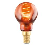 EGLO E14 LED dimmerabile, lampadina a spirale, vintage color rame in design retrò, 4 Watt, 30 lumen, luce bianco caldo, 2000k, lampadina Edison P45, Ø 4,5 cm