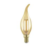 EGLO E14 LED dimmerabile, lampadina dorata vintage a forma di candela, illuminazione retrò, 4 Watt (equivalente 28 Watt), 300 Lumen, luce bianco caldo, 1700k, lampadina Edison CF35, Ø 3,5 cm