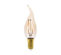 Eglo E14 LED, lampadina a forma di candela, illuminazione retrò a vintage color ambra, 4 Watt (equivalente a 26 Watt), 270 lumen, luce bianco caldo, 2200k, lampadina Edison CF35, Ø 3,5 cm
